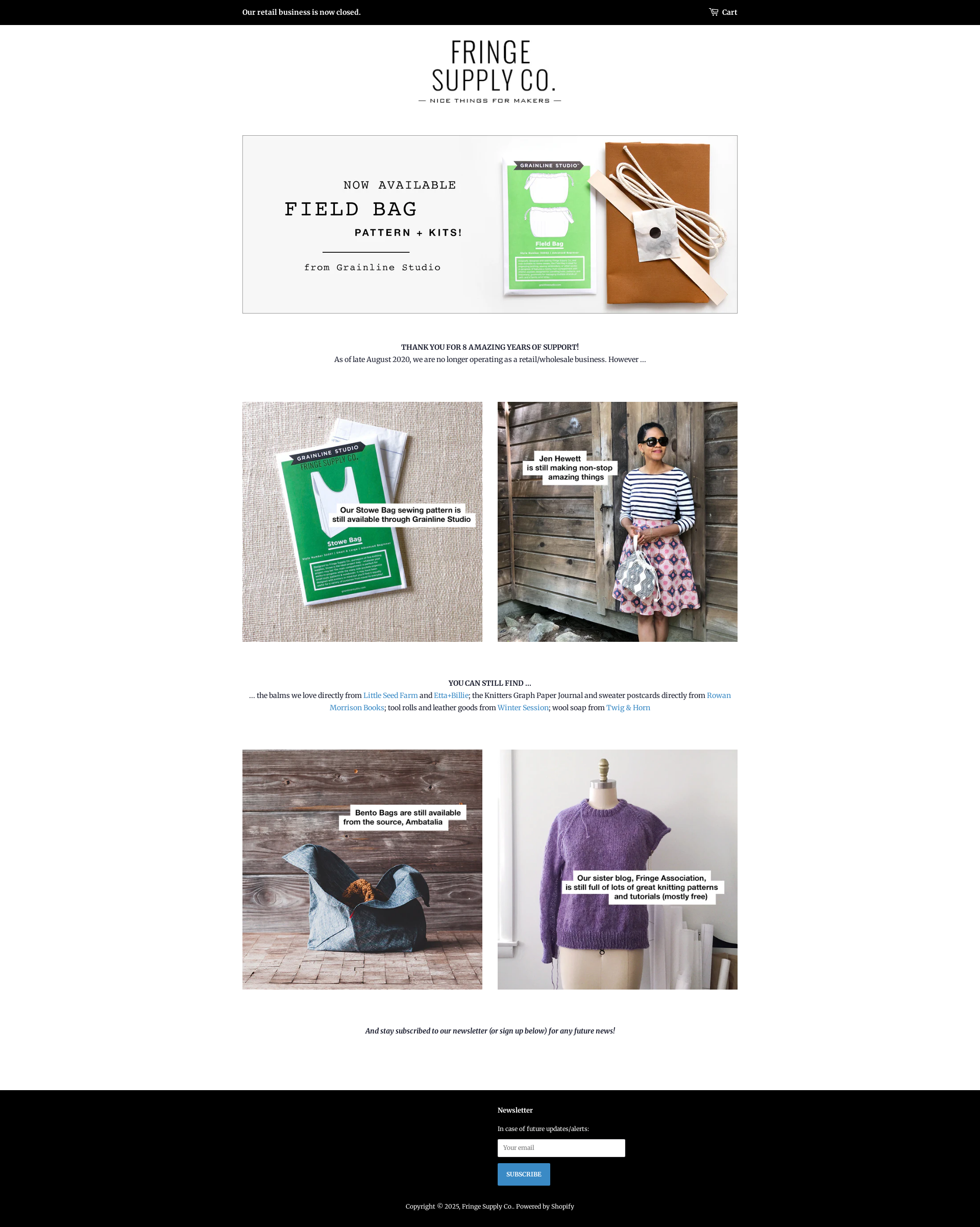 Before personalization - Fringe Supply Co. Homepage