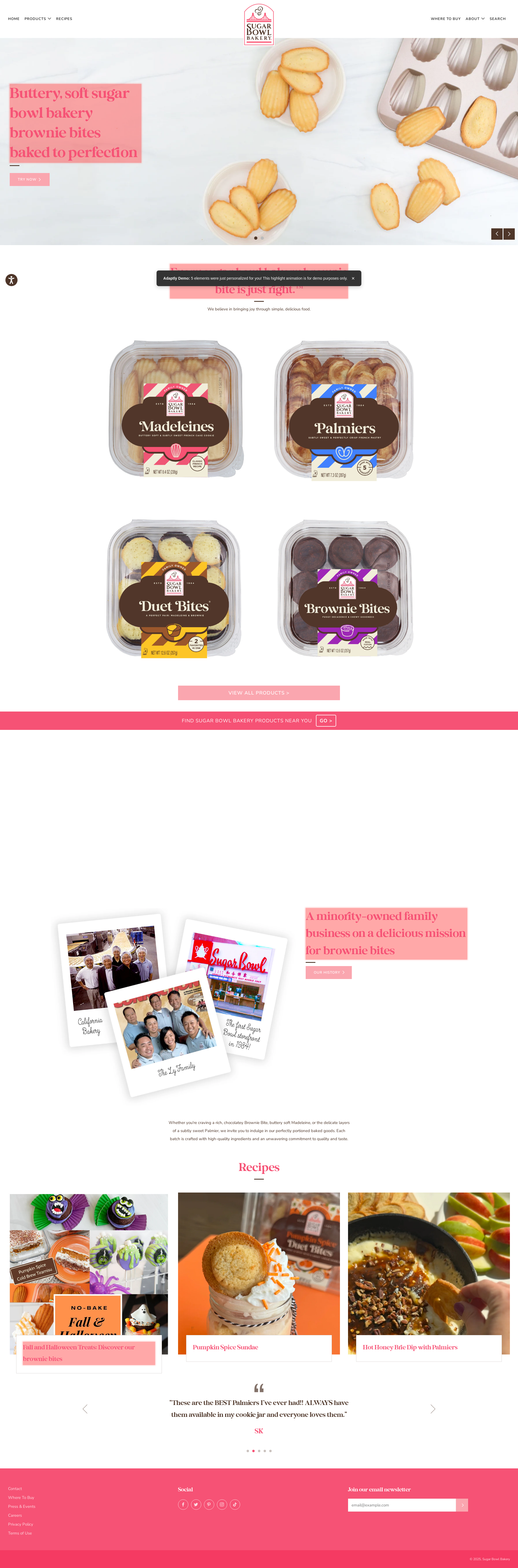 After personalization - Sugar Bowl Bakery Homepage