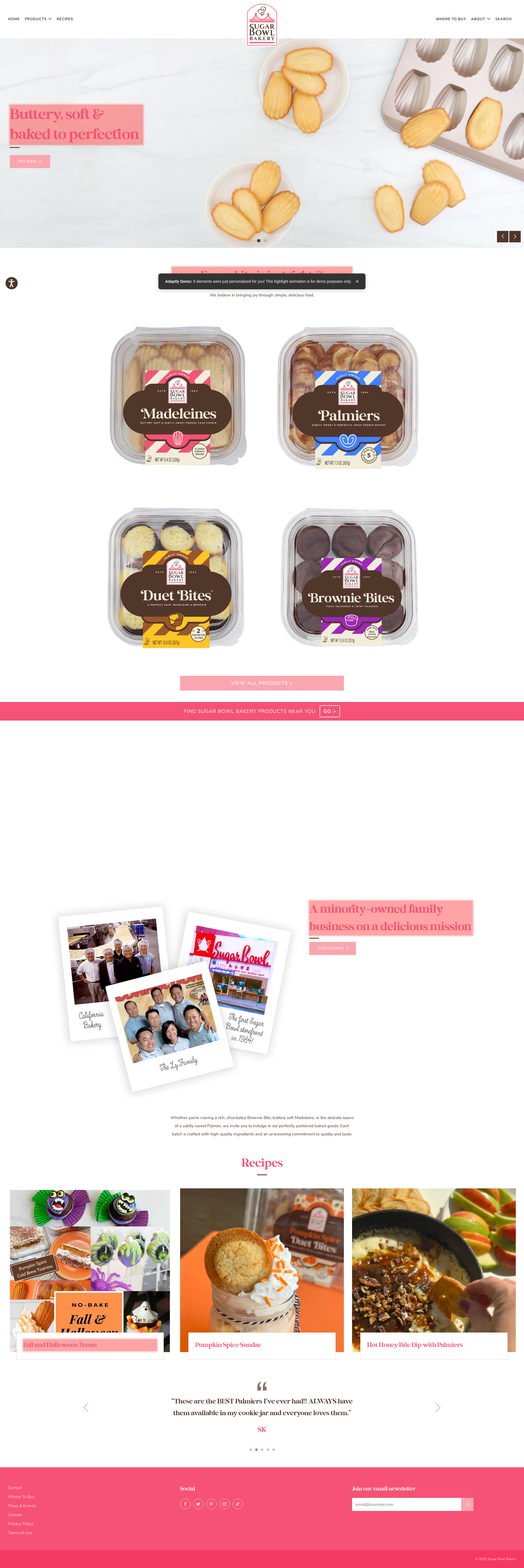 After personalization - Sugar Bowl Bakery Homepage