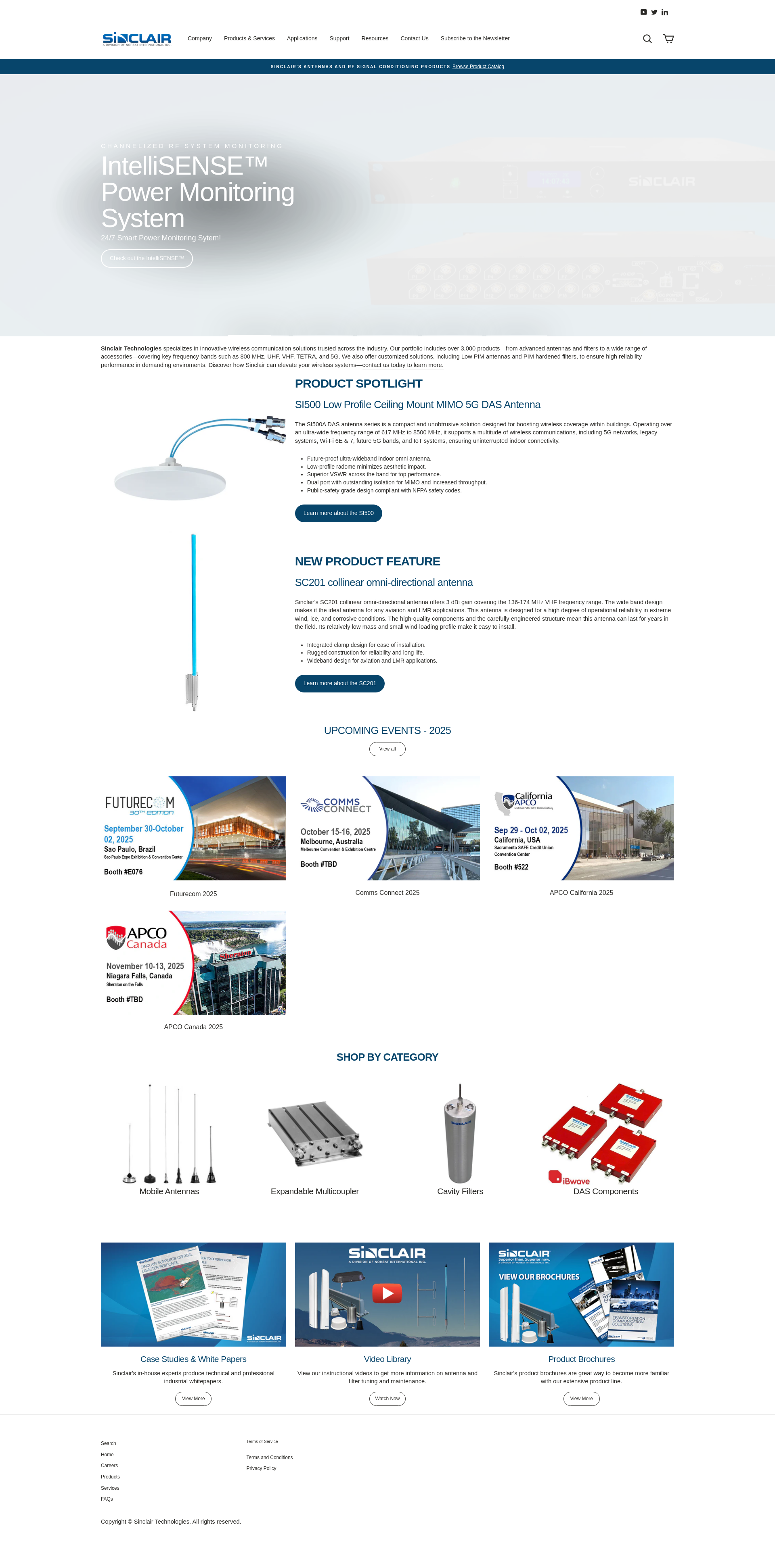 Before personalization - Sinclair Technologies Homepage