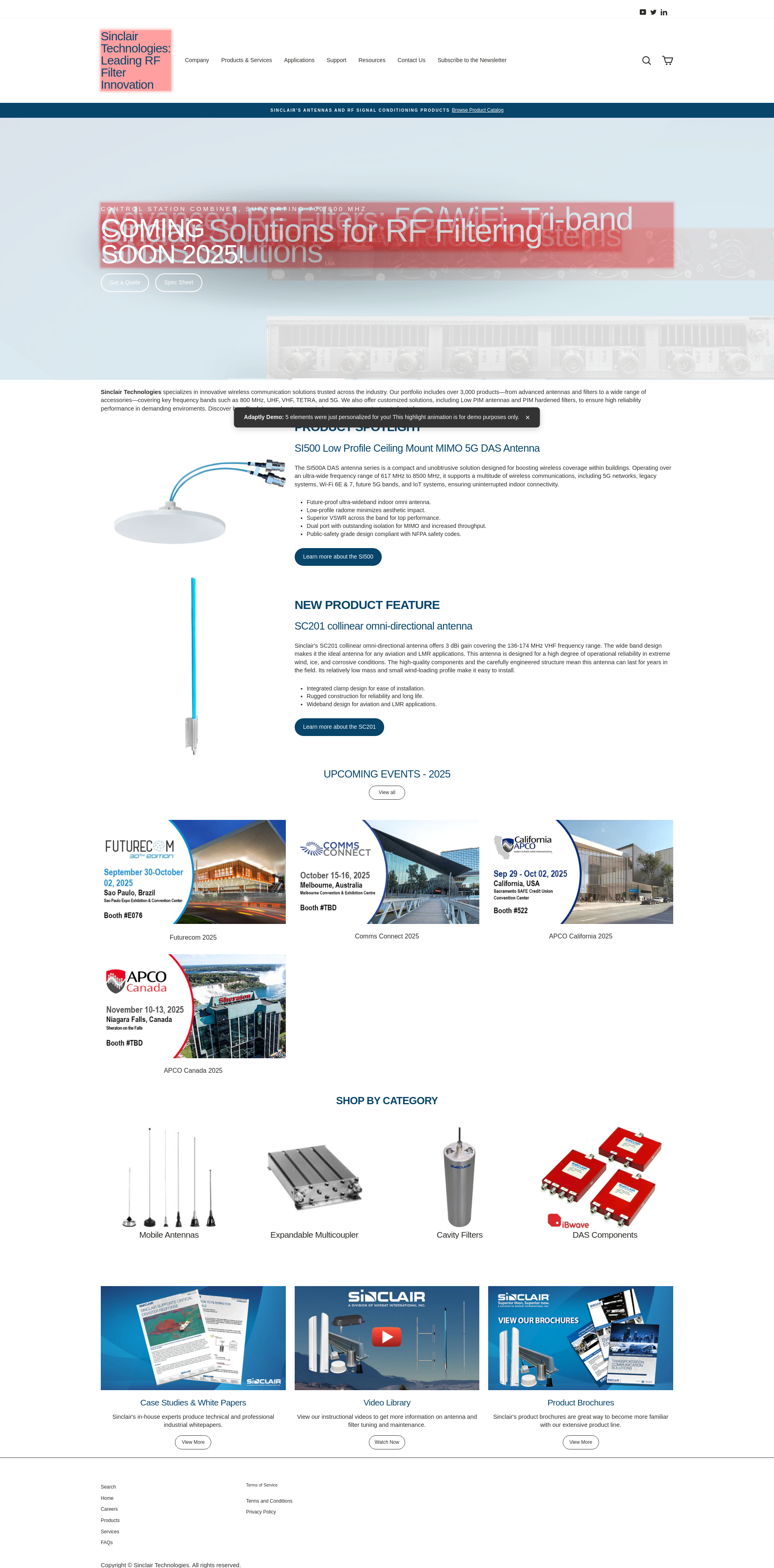 After personalization - Sinclair Technologies Homepage