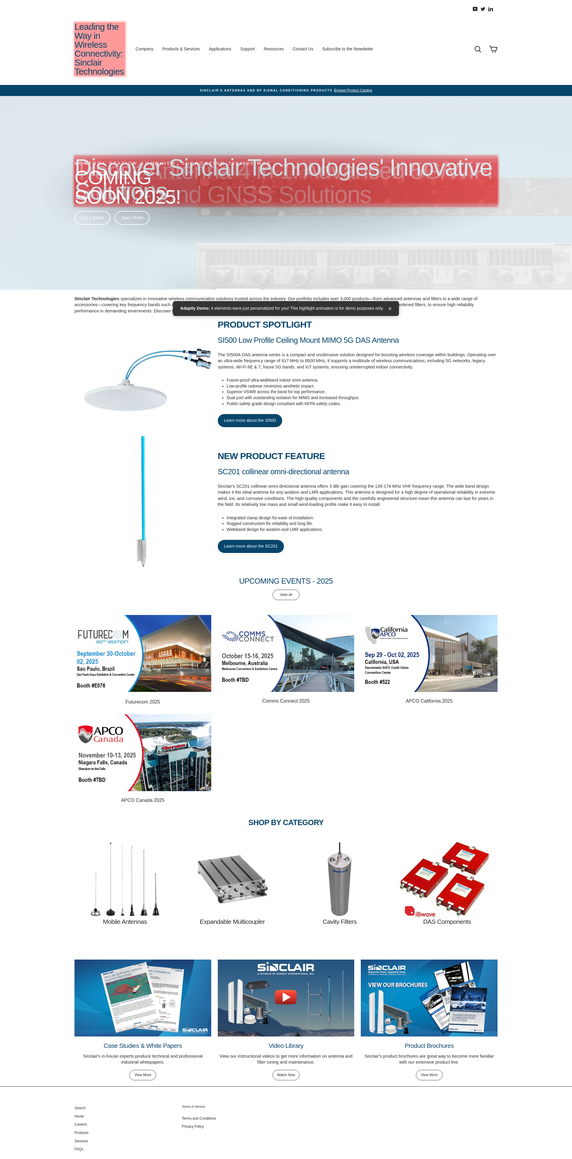 After personalization - Sinclair Technologies Homepage