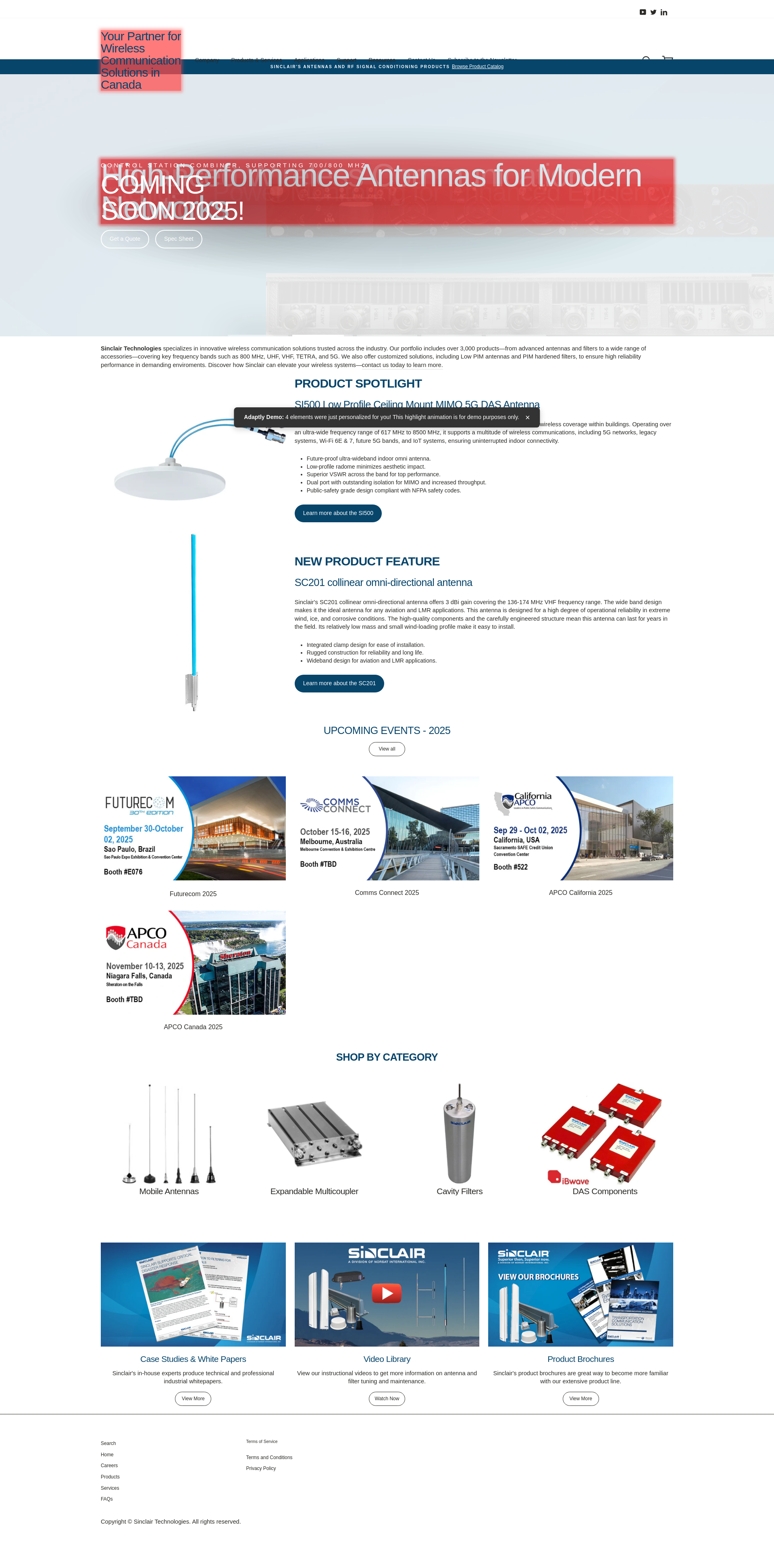 After personalization - Sinclair Technologies Homepage