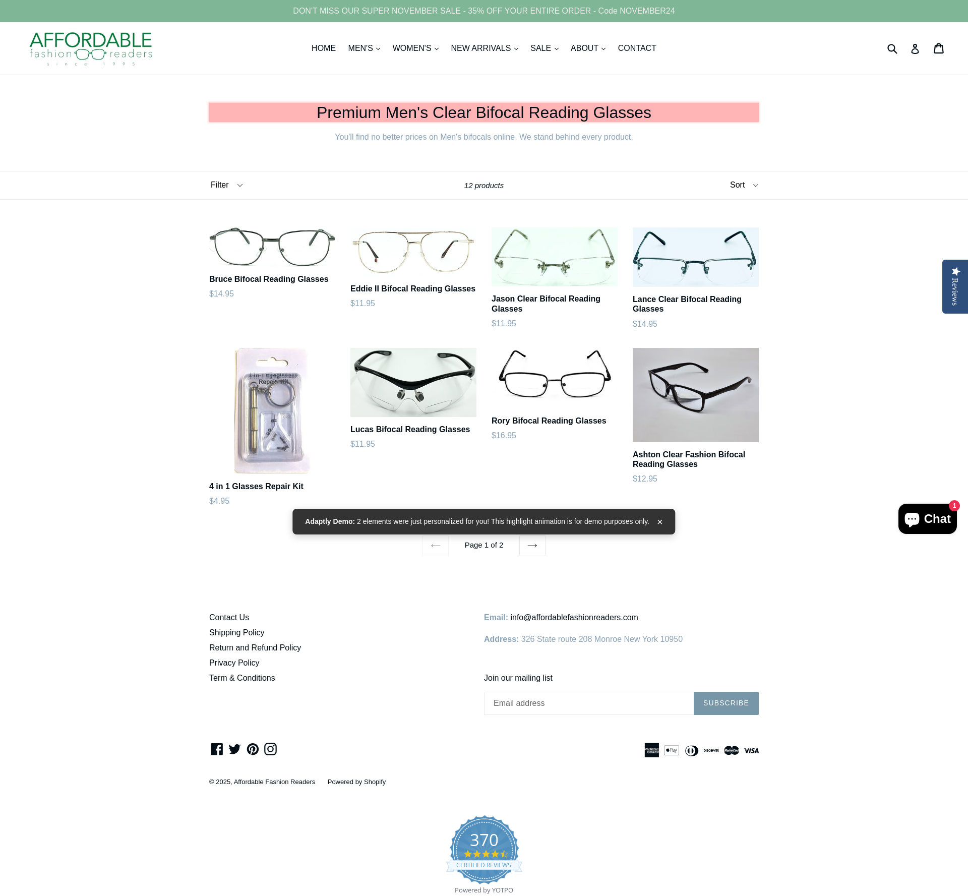 After personalization - Men's Clear Bifocals Collection