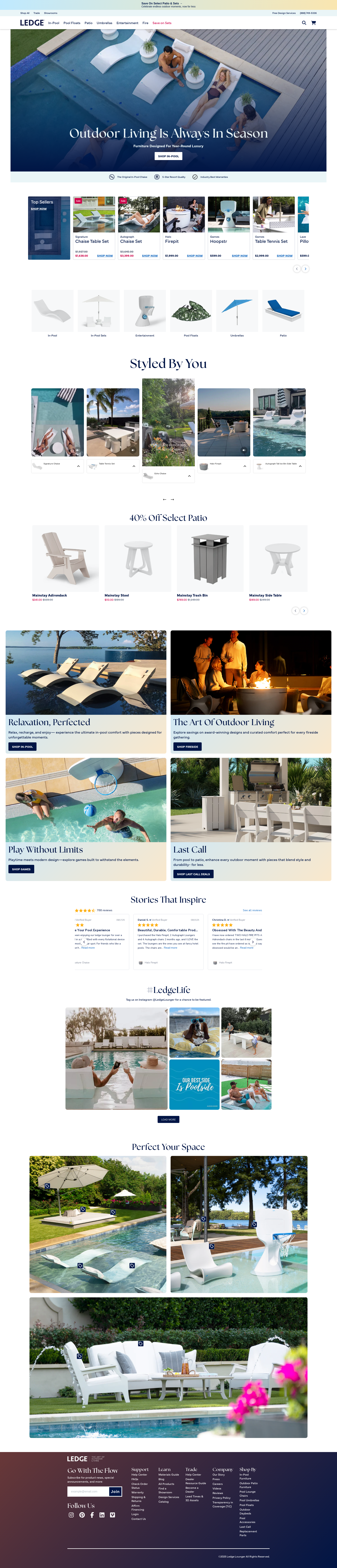 Before personalization - Ledge Loungers Homepage
