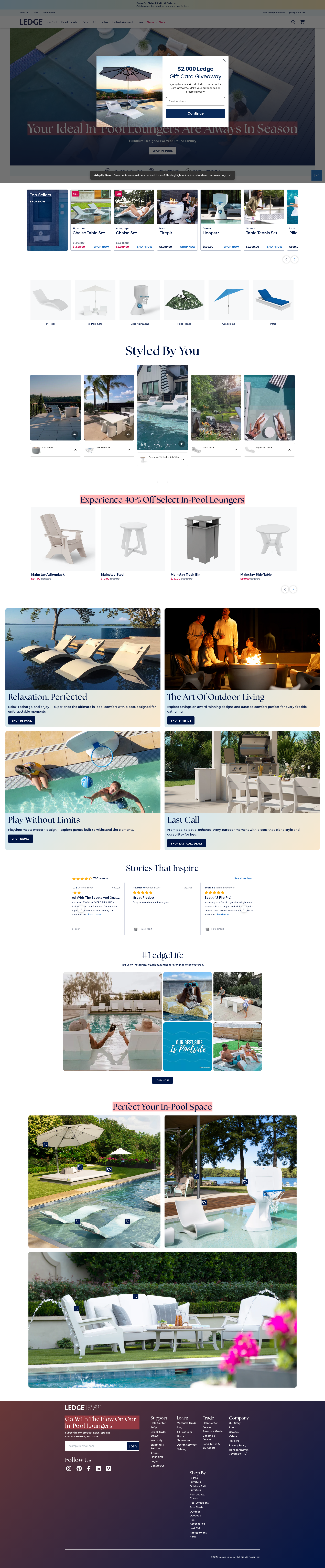 After personalization - Ledge Loungers Homepage