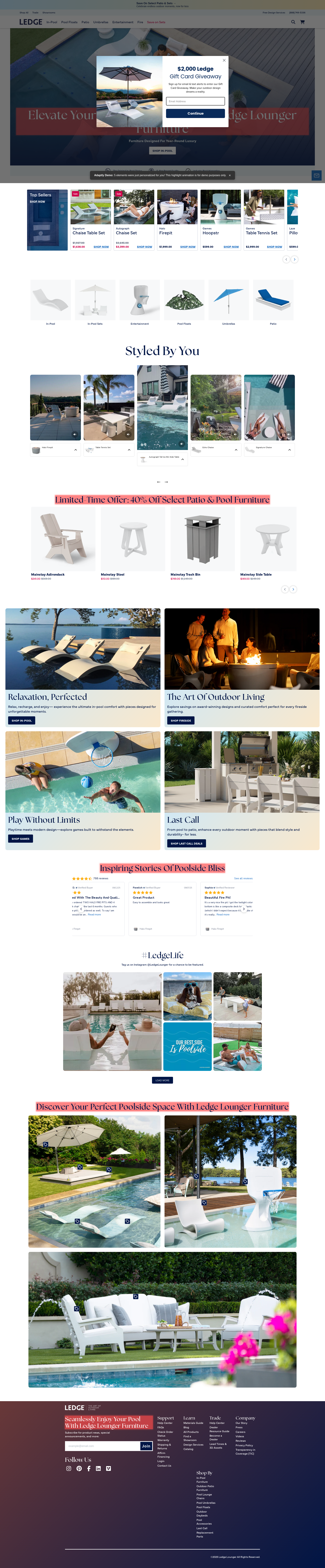 After personalization - Ledge Loungers Homepage