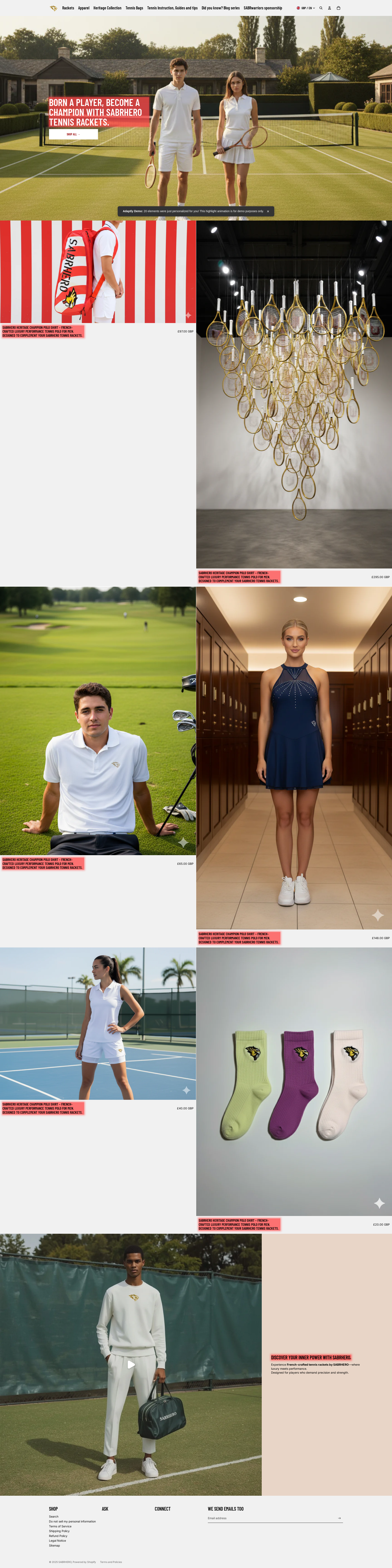 After personalization - SABRHERO | Premium Tennis Rackets & Luxury Performance Gear