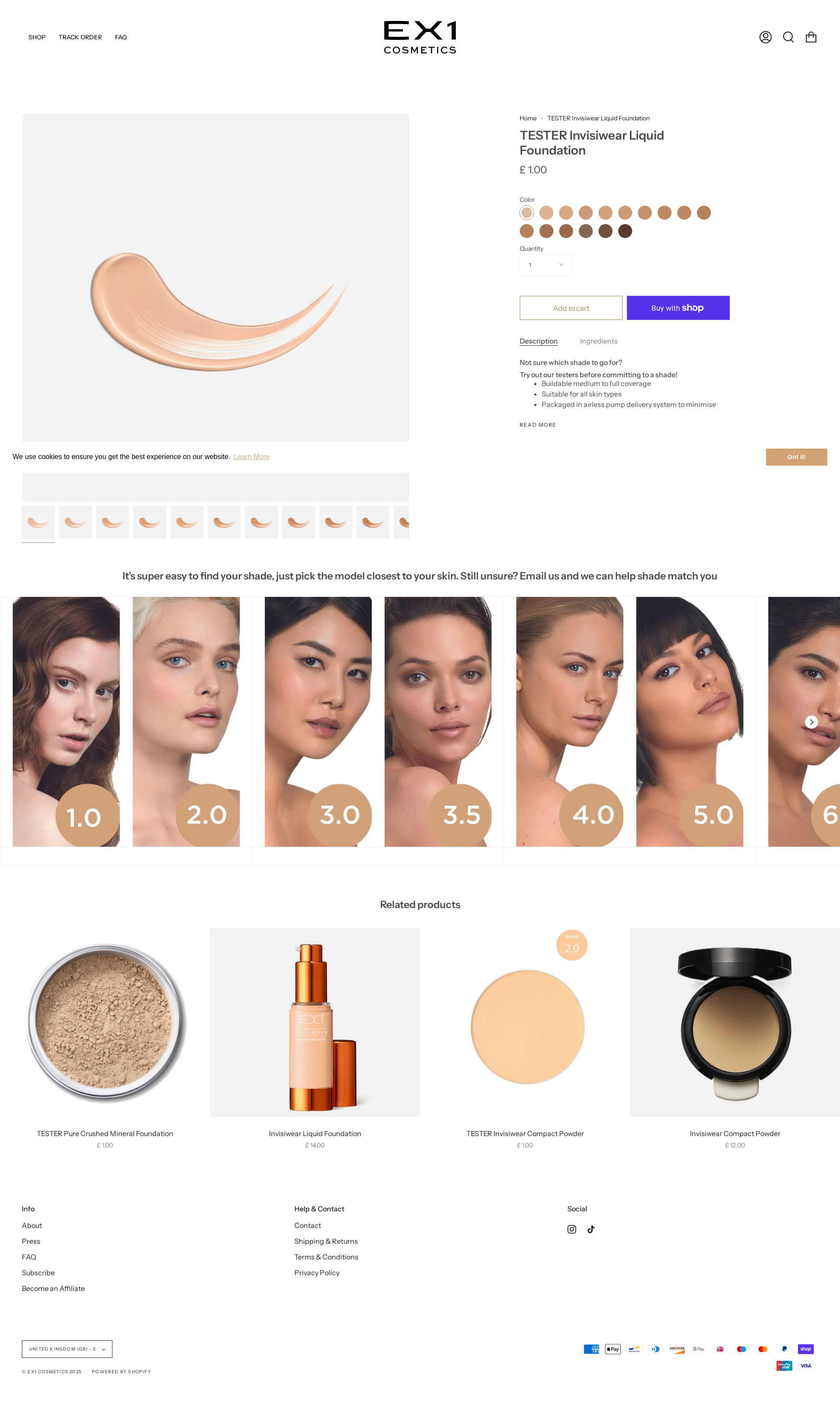 Before personalization - Invisiwear Liquid Foundation Product Page