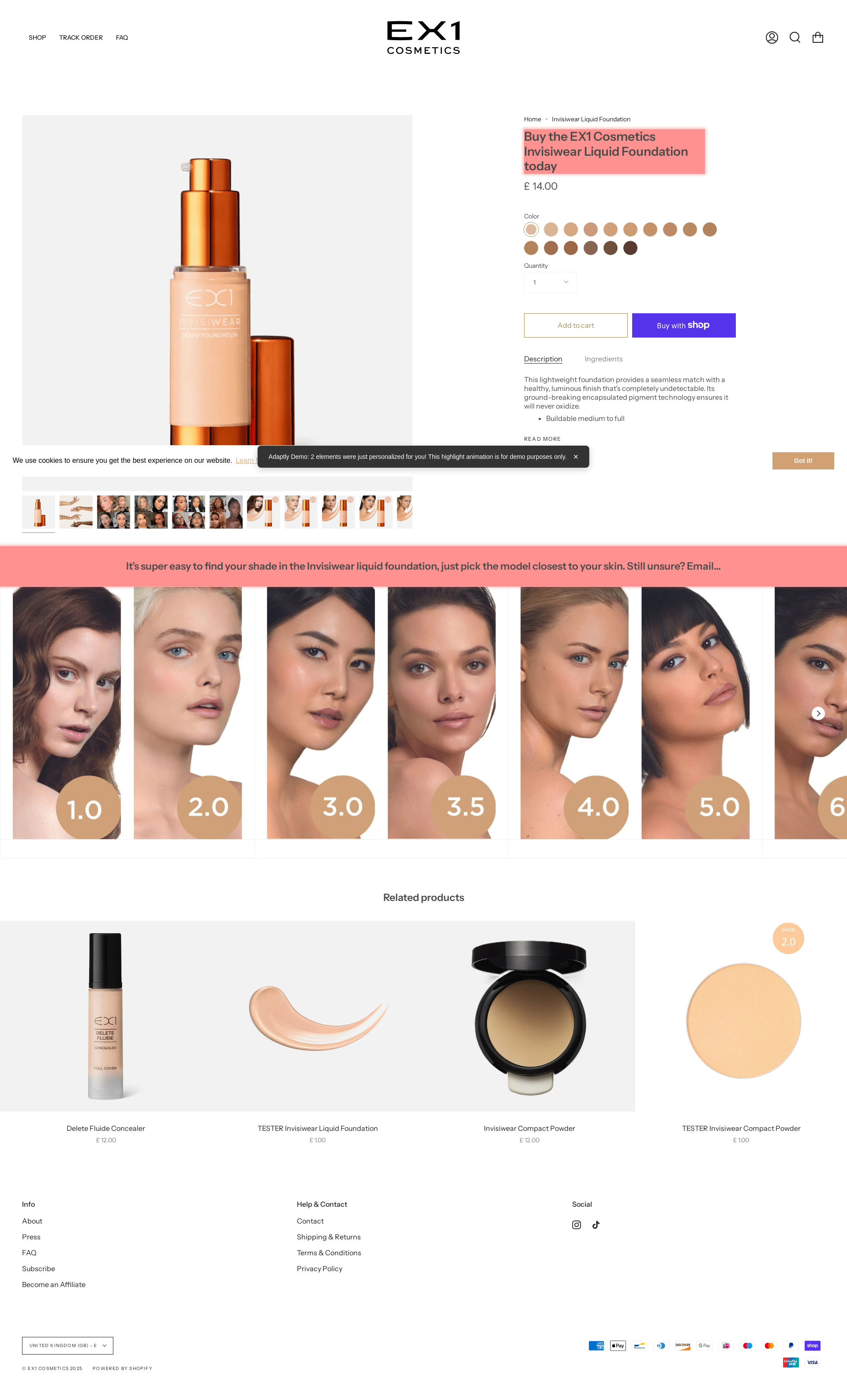 After personalization - Invisiwear Liquid Foundation Product Page